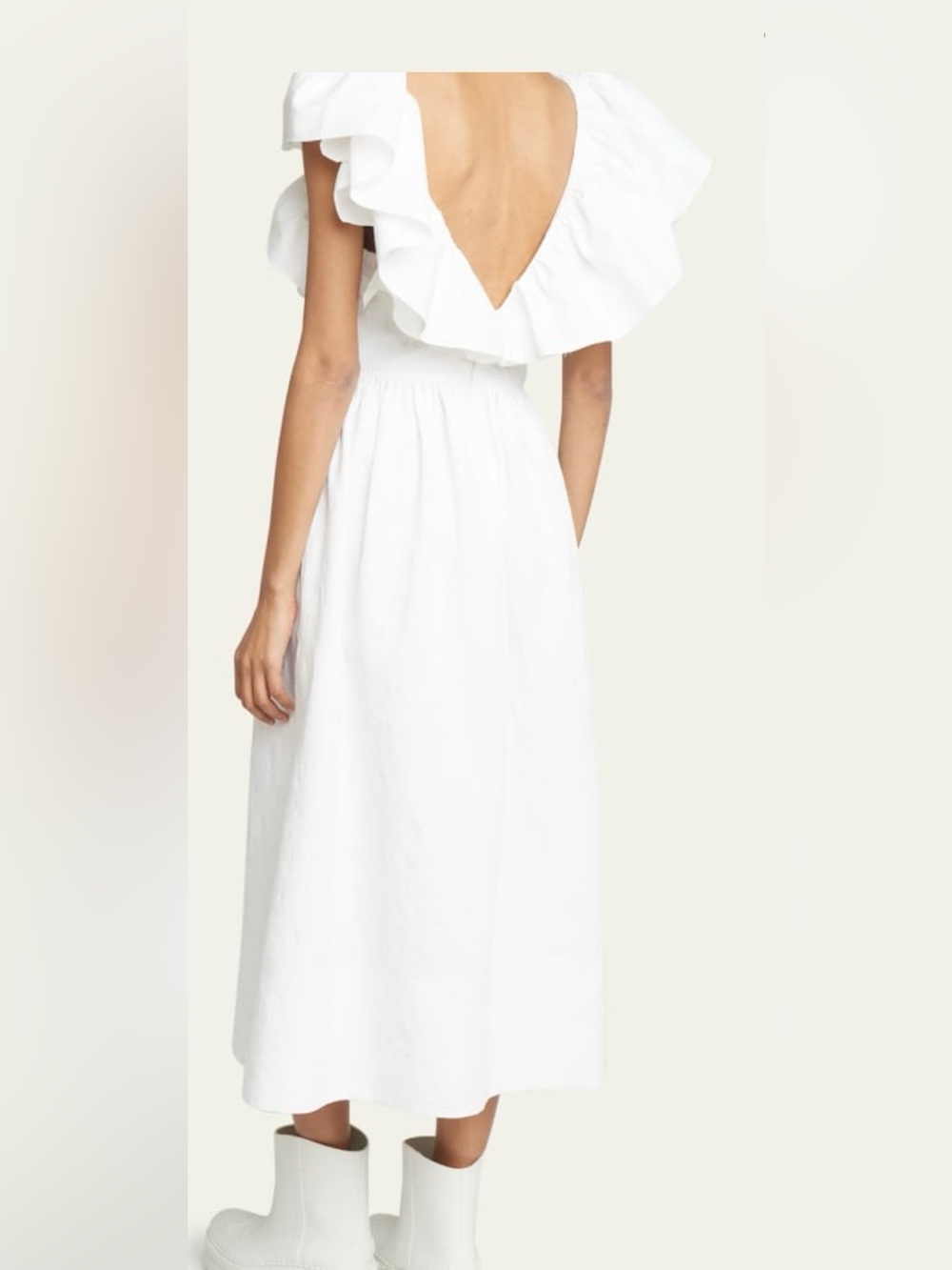 Chloe White Renaissance Ruffle-Trim Midi Dress - Picture 4 of 8